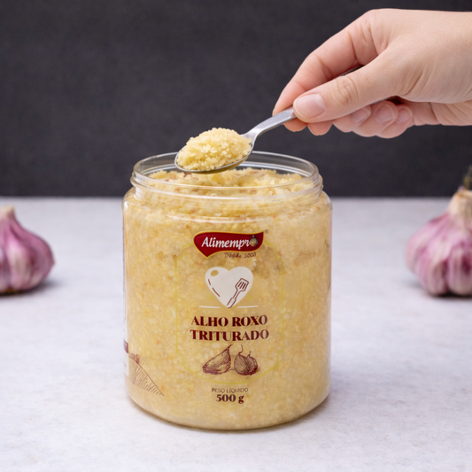 Pack com 02 Unidades de Alho Roxo Nobre Triturado 500 g